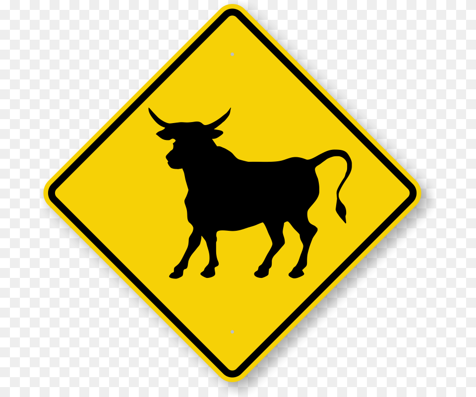 Bull Crossing Sign Shot Up Road Signs, Symbol, Animal, Cattle, Cow Free Transparent Png