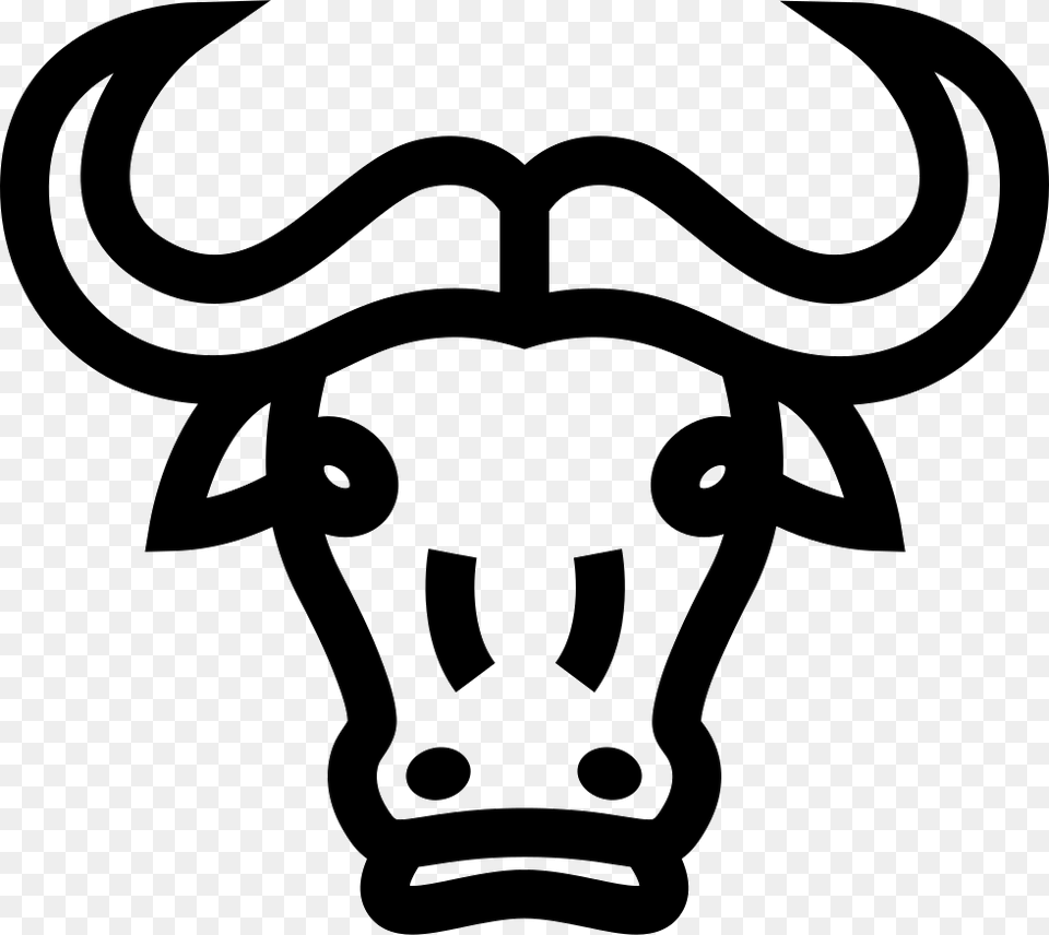 Bull Face With Horns Comments Bullface, Stencil, Animal, Buffalo, Mammal Png