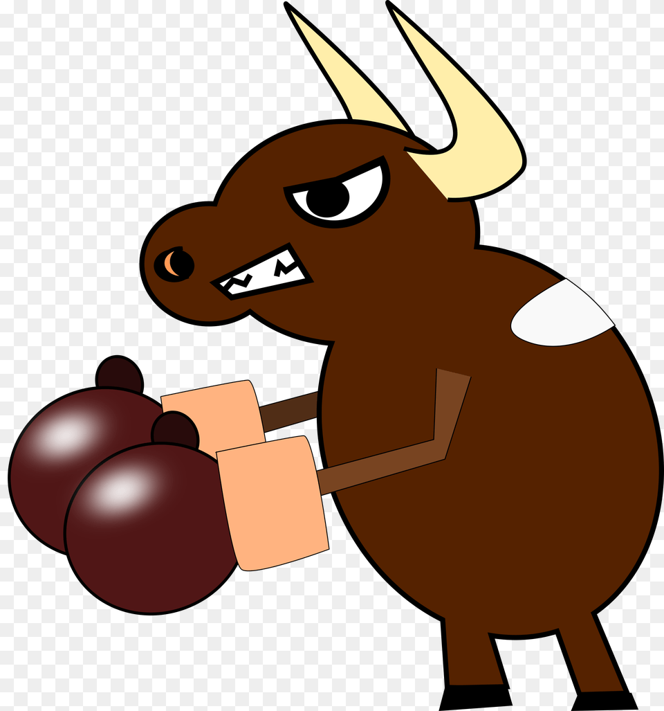 Bull Fights Cow With Boxing Gloves, Animal, Baby, Mammal, Person Free Png