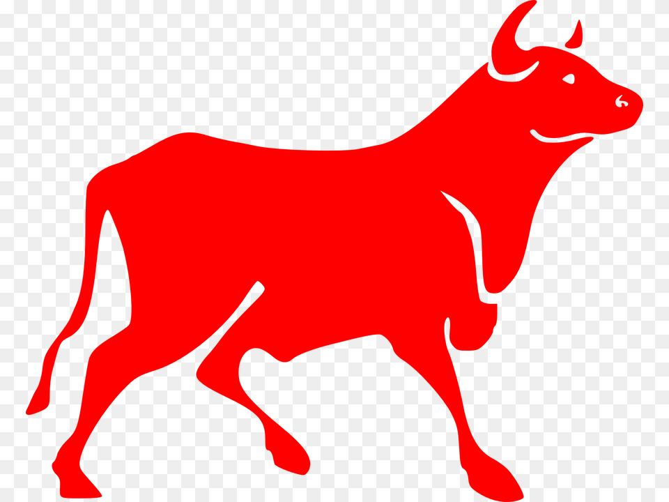Bull Red Bovine Horns Silhouette Cow Animal Bull Clipart, Cattle, Livestock, Mammal, Ox Free Png Download