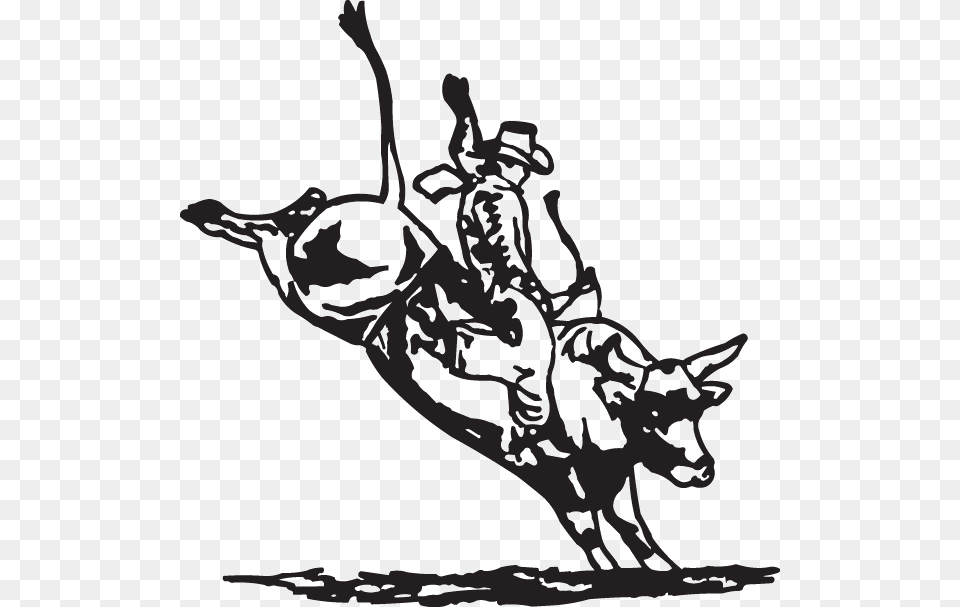 Bull Riding Decal Professional Bull Riders Sticker Bull Riding Pictures Black And White, Stencil, Rodeo, Animal, Mammal Png Image