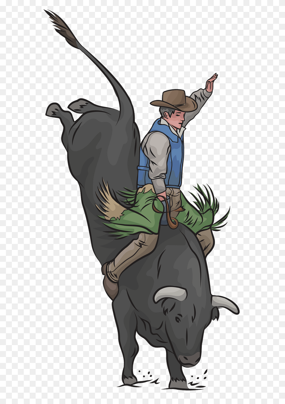 Bull Riding Rodeo Clipart, Animal, Mammal, Person, Hat Free Png Download