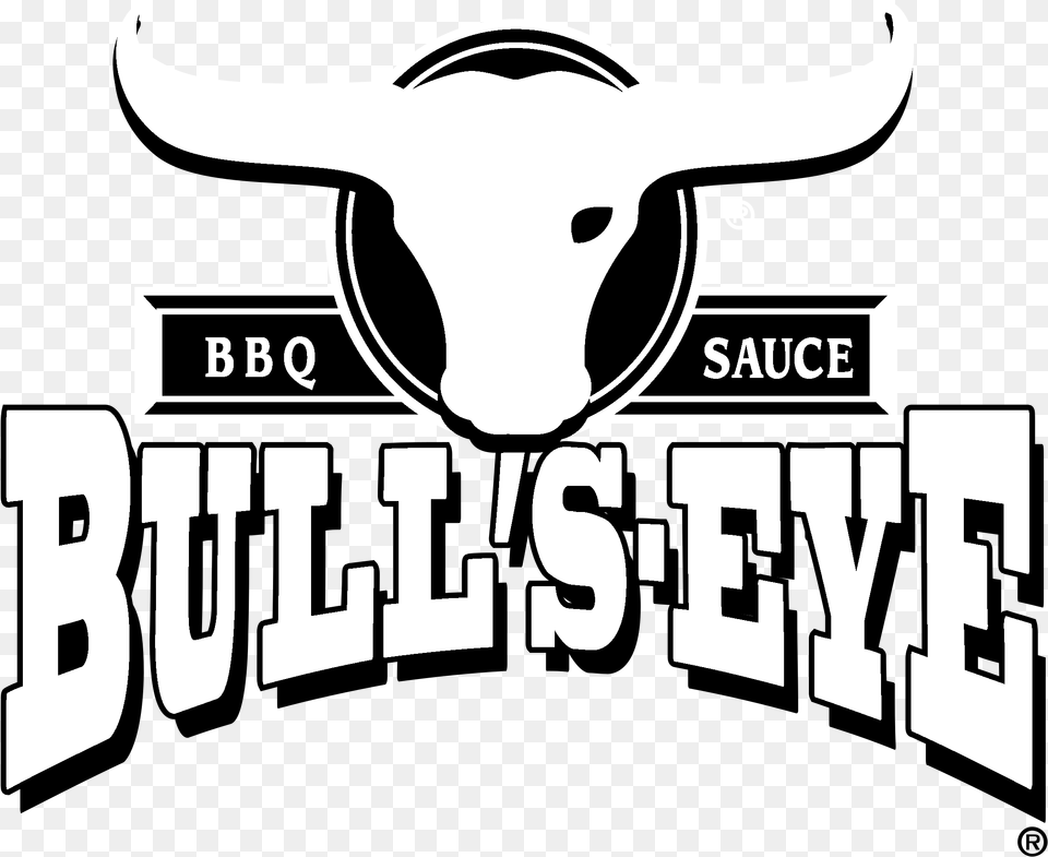 Bull S Eye 01 Logo Black And White, Animal, Cattle, Livestock, Longhorn Free Png