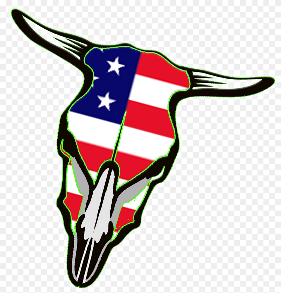 Bull Skull Red White Blue Head Clear, Emblem, Symbol, Bow, Weapon Free Png Download
