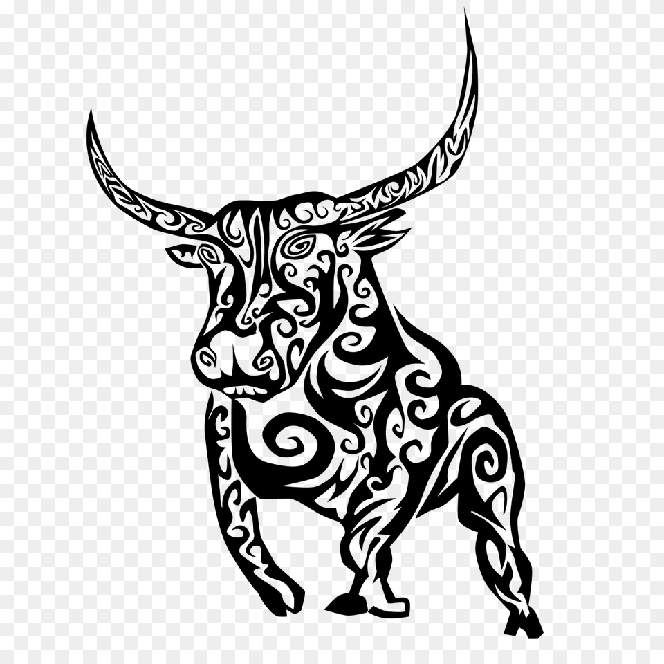 Bull Tribal Tribal Bull Black Outline, Art, Drawing, Animal, Mammal Free Transparent Png