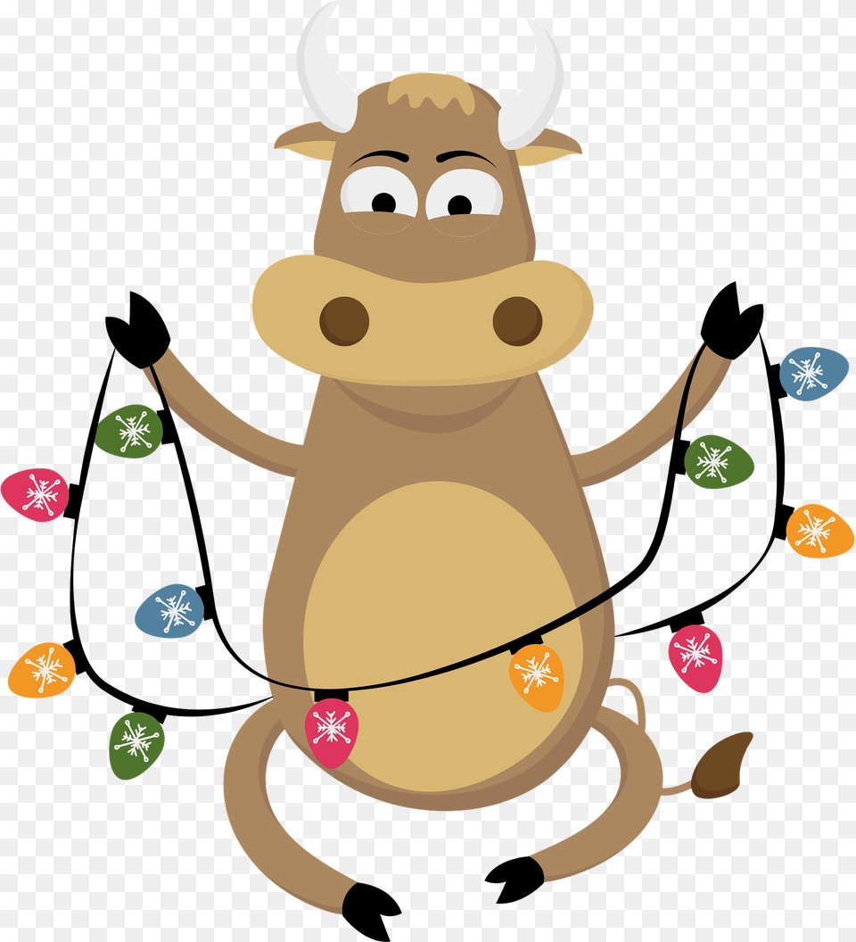 Bull With Garland Clipart, Nature, Outdoors, Snow, Snowman Free Png