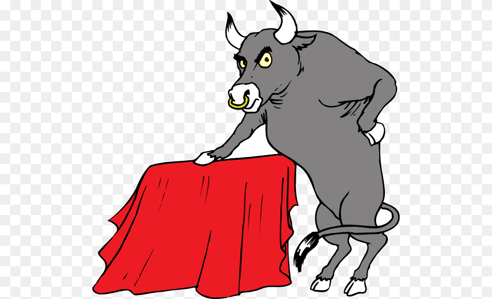Bull With Red Cape Clip Art For Web, Animal, Mammal, Person, Bullfighter Free Png
