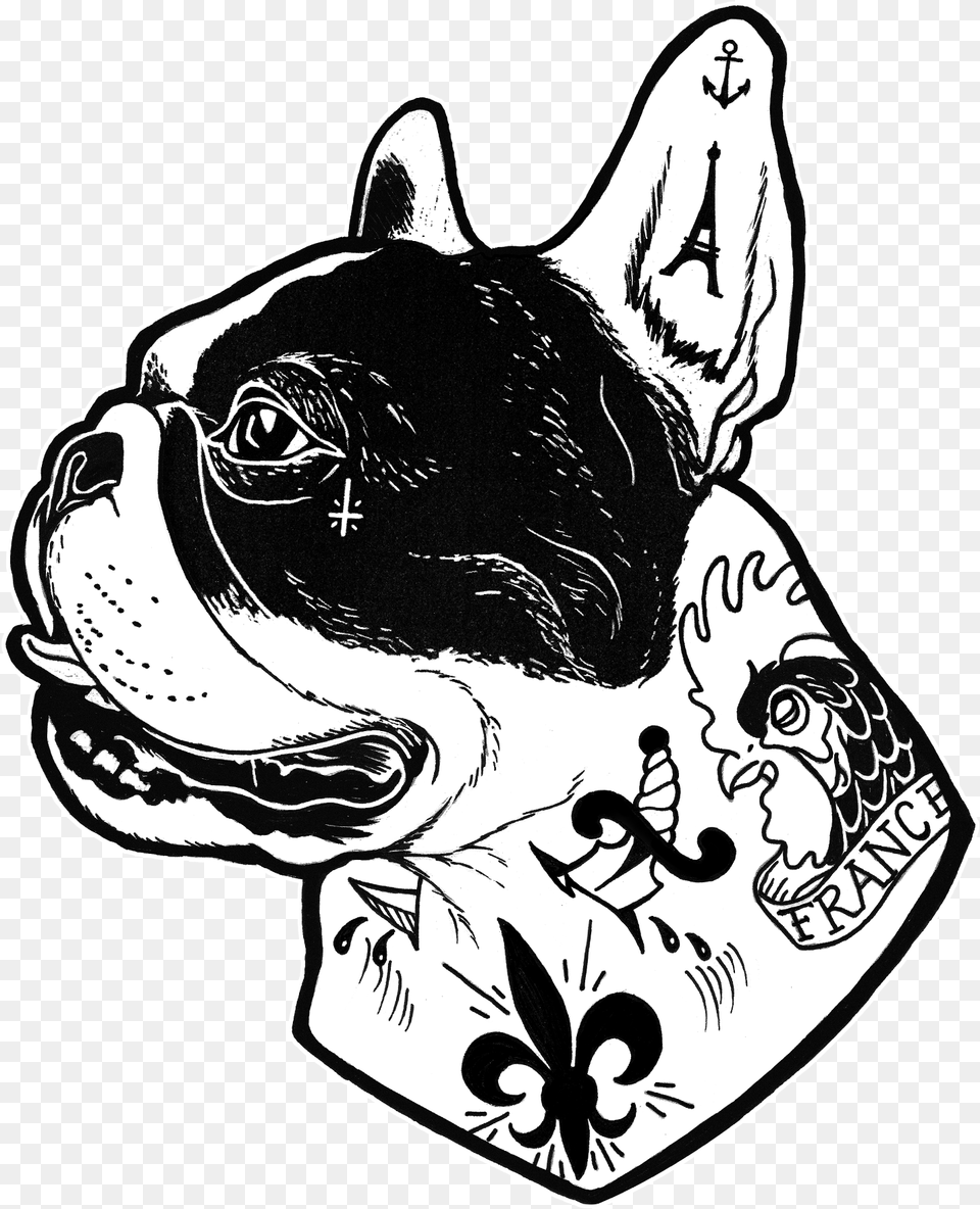 Bulldog Clipart Tattooed Frenchie, Pet, Animal, Canine, Dog Png
