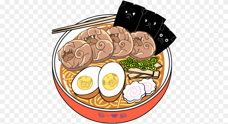 Bulldog Food Egg Noodles Ramen Decoration Bynisha Freet, Dish, Lunch, Meal, Platter Free Png