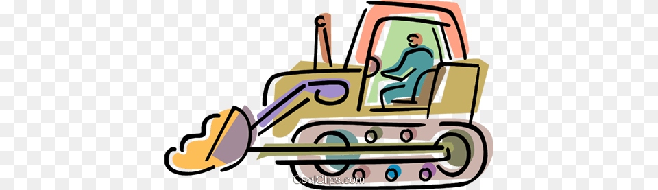 Bulldozers Royalty Vector Clip Art Illustration, Machine, Device, Grass, Lawn Png Image
