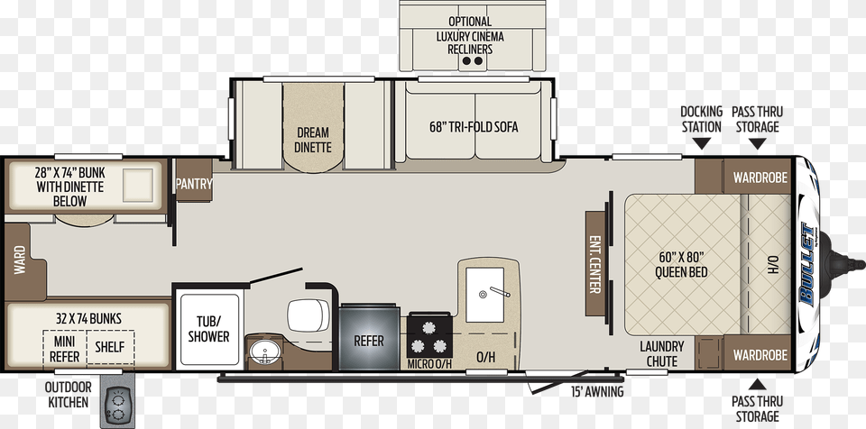 Bullet 330bhs Travel Trailer, Diagram, Floor Plan, Scoreboard Free Png