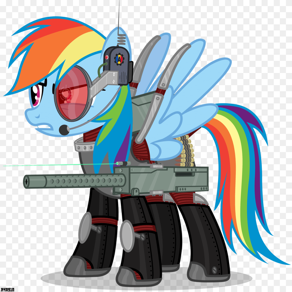 Bullet Belt Hmd Laser Aim Machine Gun Rainbow Rainbow Dash, Book, Comics, Publication, Art Png Image