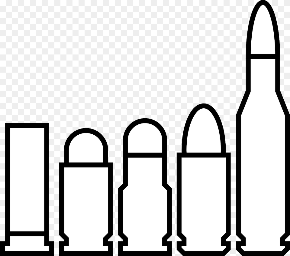 Bullet Black And White, Ammunition, Weapon Free Transparent Png