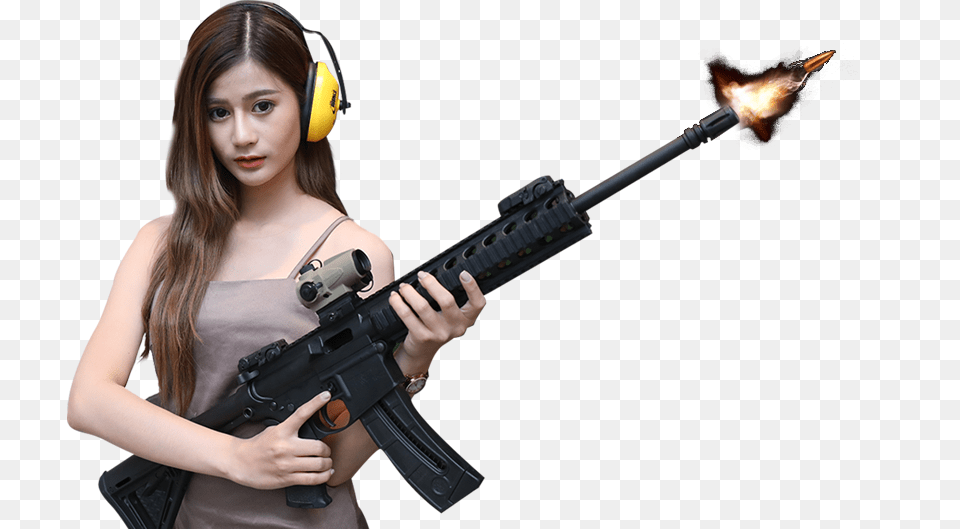 Bullet In The Gun Girl, Firearm, Rifle, Weapon, Adult Free Transparent Png