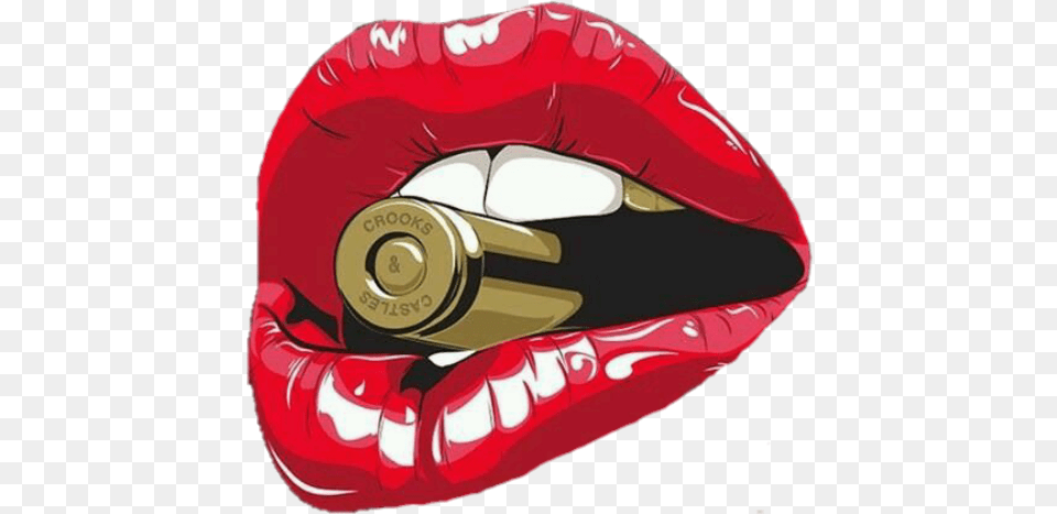 Bullet Lips Red Lipstick Bitethebullet Mouth, Ammunition, Weapon, Cosmetics, Food Free Png