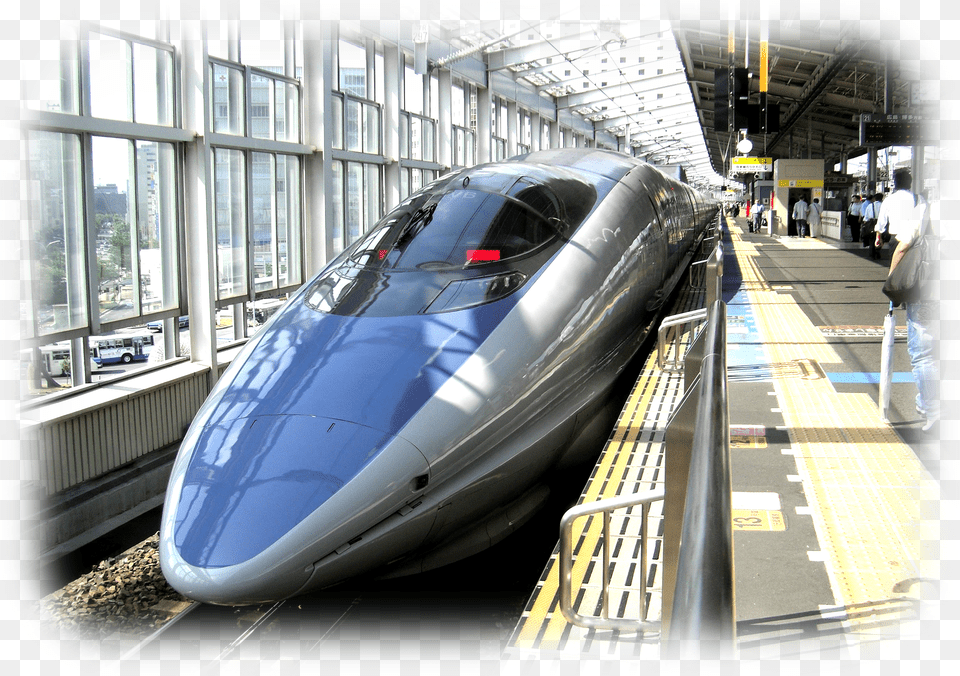 Bullet Train Kingfisher Bird Shinkansen, Vehicle, Transportation, Railway, Person Free Png Download