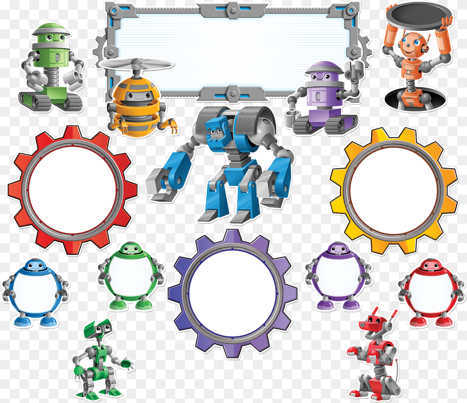 Bulletin Board Display Robots, Toy, Baby, Person, People Free Transparent Png