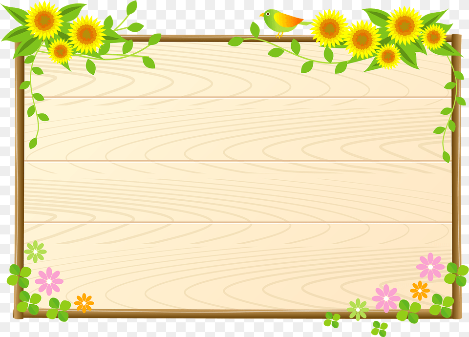Bulletin Board Flower Clipart Bulletin Board Design Clipart, Wood, Plant, Sunflower, Animal Png