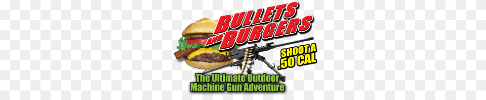 Bullets And Burgers Las Vegas Shooting Range Shoot A Machine Gun, Burger, Food, Machine Gun, Weapon Free Png