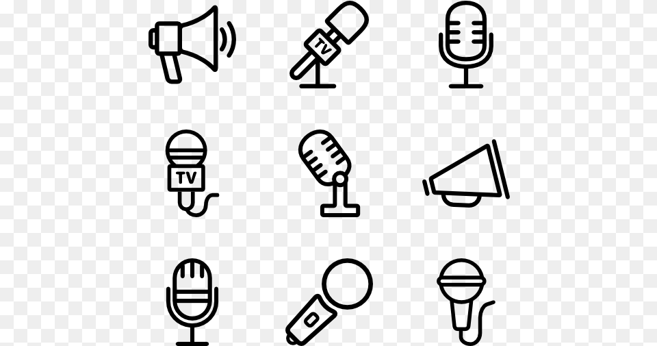 Bullhorn And Mics Linear Microphone Font, Gray Free Png