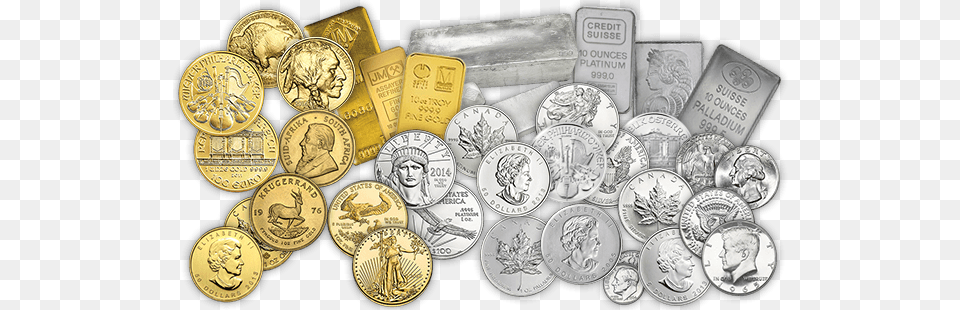 Bullion Is Gold Gold And Silver Coins, Treasure Png Image