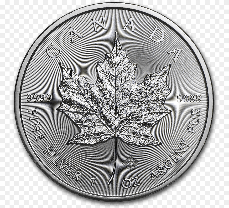 Bullionmark Accredited Certified Gold Silver 1oz Silver Maple Leaf 2020, Plant, Coin, Money Free Png Download