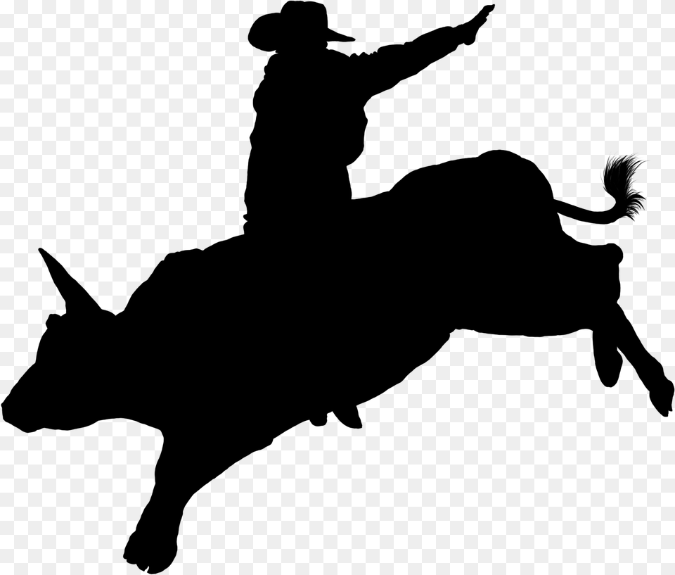 Bullrider Silhouette Bull Riding Rodeo Silhouette, Gray Png Image