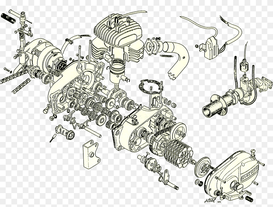 Bultaco Engine Exploded View Transparent Motorcycle, Machine, Spoke, Baby, Person Free Png