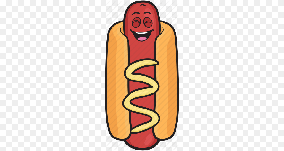 Bun Dog Emoji Hot Mustard Smiley Weiner Icon, Food, Hot Dog, Person, Face Free Png