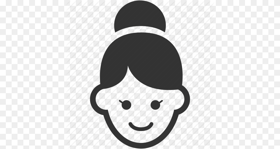 Bun Face Female Girl Hair Profile Woman Icon, Clothing, Hat, Photography, Stencil Png Image