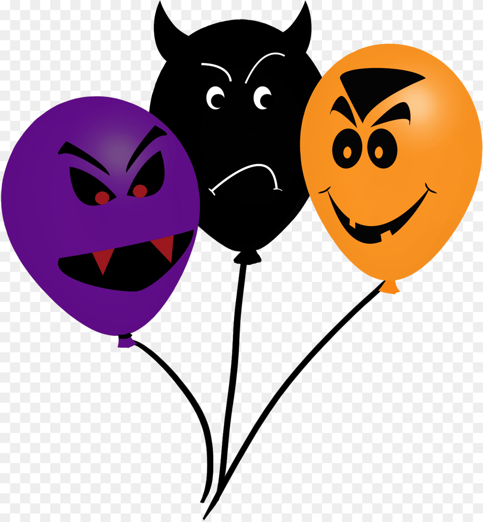 Bunch Of Balloons For Halloween Cartoon, Balloon, Face, Head, Person Free Png
