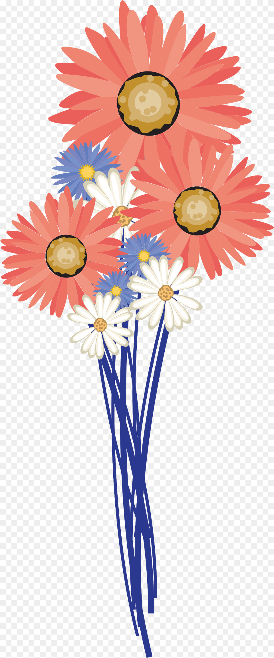 Bunch Of Flower With Lovely, Daisy, Plant, Petal, Art Free Transparent Png