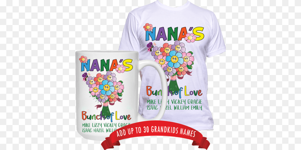 Bunch Of Love T Shirt And High Quality Ceramic Coffee Mug And T Shirt Printing, Clothing, Cup, T-shirt, Flower Png