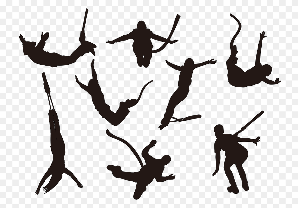 Bungee Jumping Silhouette Sport Clip Art, Stencil, Person, Adult, Man Png Image