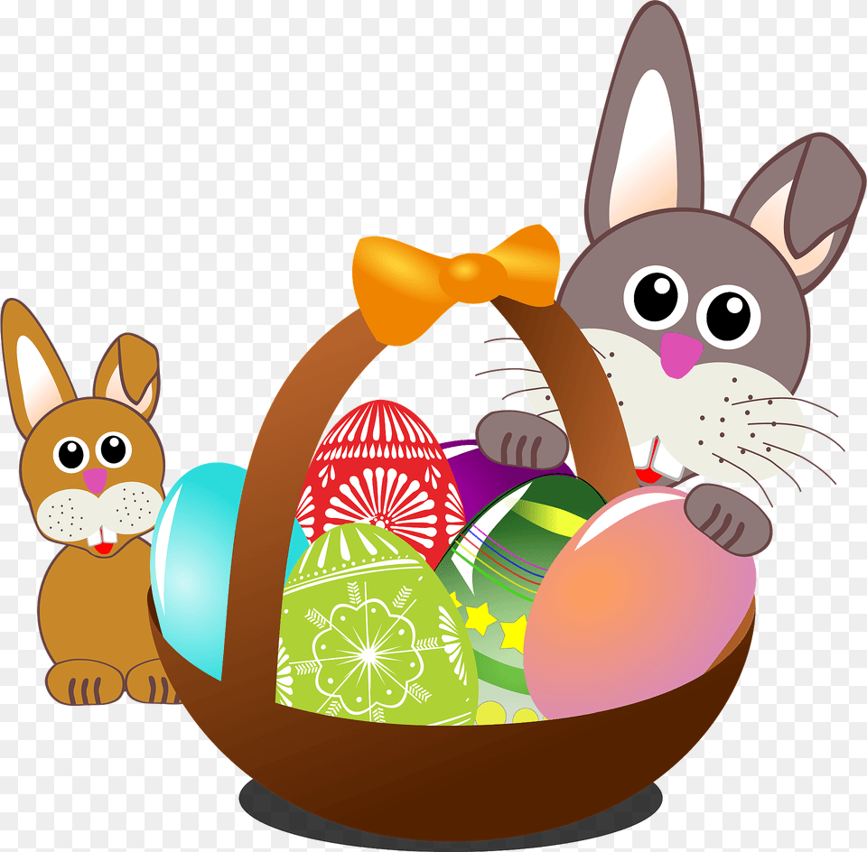 Bunnies With Easter Eggs Clipart, Egg, Food, Easter Egg Png Image