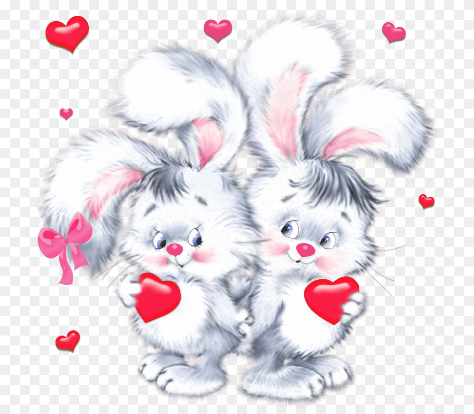 Bunnies With Heart Clipart Image Velentineu0027s Day Portable Network Graphics, Book, Comics, Publication, Animal Png