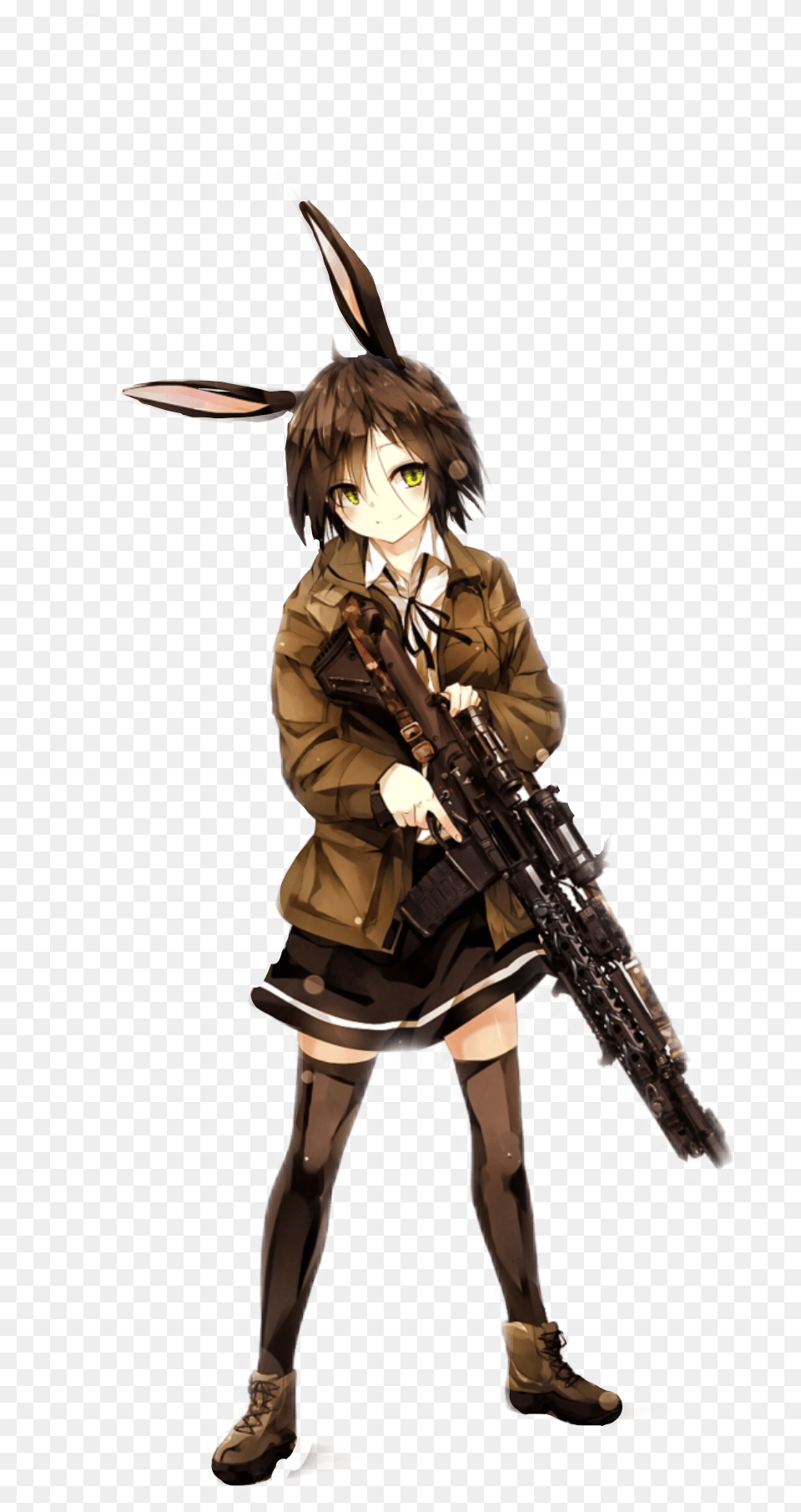 Bunny Anime Girl Gun Freetoedit Anime Girl With Gun Render, Book, Comics, Publication, Adult Free Png