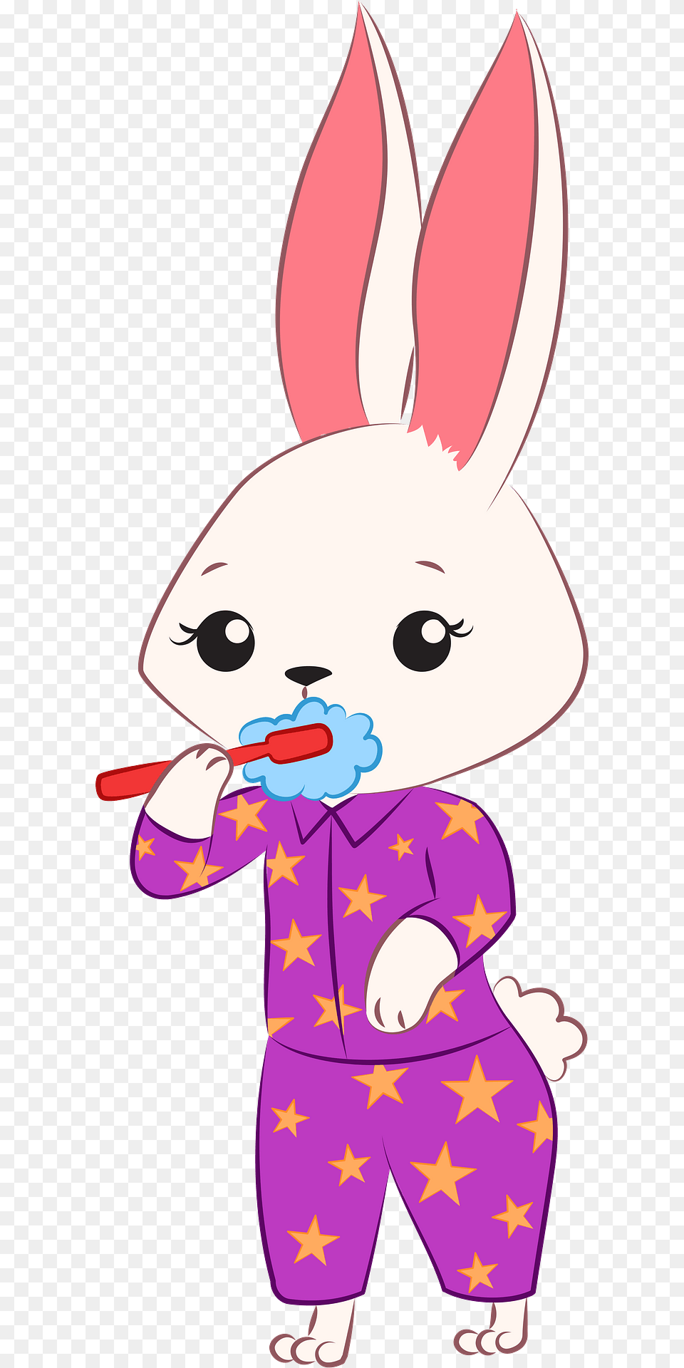 Bunny Brushing Teeth Clipart, Baby, Person, Cartoon, Brush Png Image