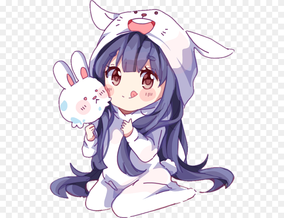 Bunny Bunnygirl Rabbit White Onesie Animal Pet Cute Anime Bunny Girl, Book, Comics, Publication, Face Png Image