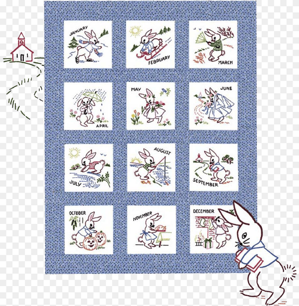 Bunny Cal Copy, Pattern, Embroidery, Quilt, Person Png Image
