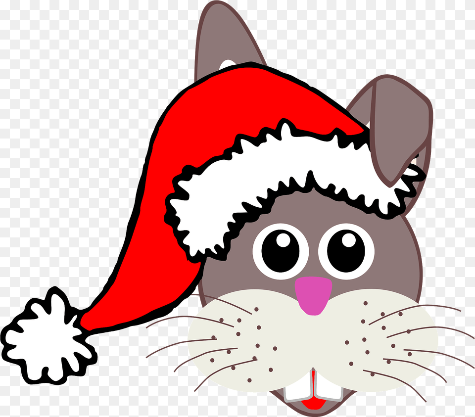 Bunny Face With Santa Claus Hat Clipart, Baby, Person, Head Png