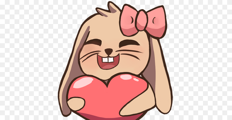Bunny Heart Discord Twitch Emote Mooncoffi Cartoon, Baby, Person, Body Part, Mouth Free Png Download