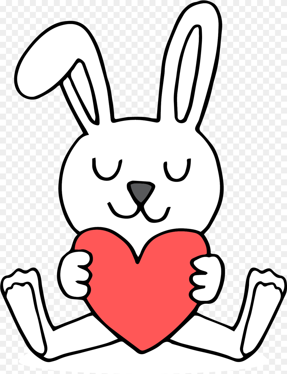 Bunny Holding Heart Picture Bunny Holding Heart Coloring Page, Stencil, Baby, Person, Animal Free Transparent Png