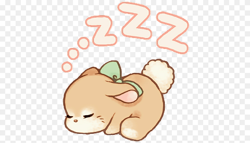 Bunny Kawaii Bow Anime Cute Strawberry Sweets Cute Line Sticker, Person, Sleeping, Head, Face Free Png