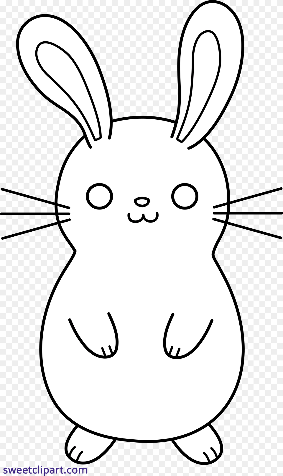 Bunny Rabbit Cute Lineart Black White Cute Rabbit Clipart Black And White, Stencil, Face, Head, Person Free Png Download