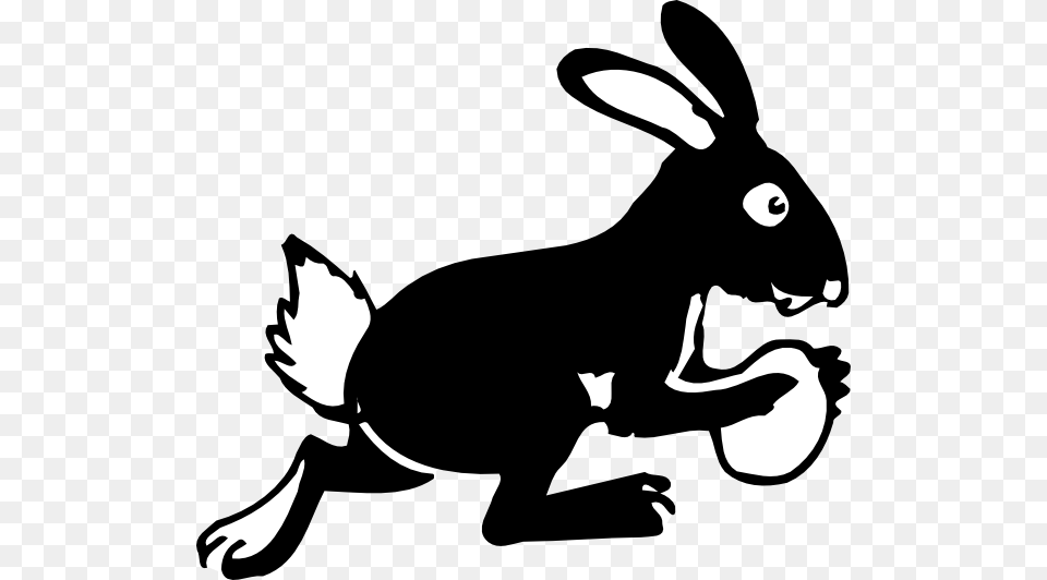 Bunny Running With Egg Clip Art, Stencil, Silhouette, Animal, Mammal Free Transparent Png