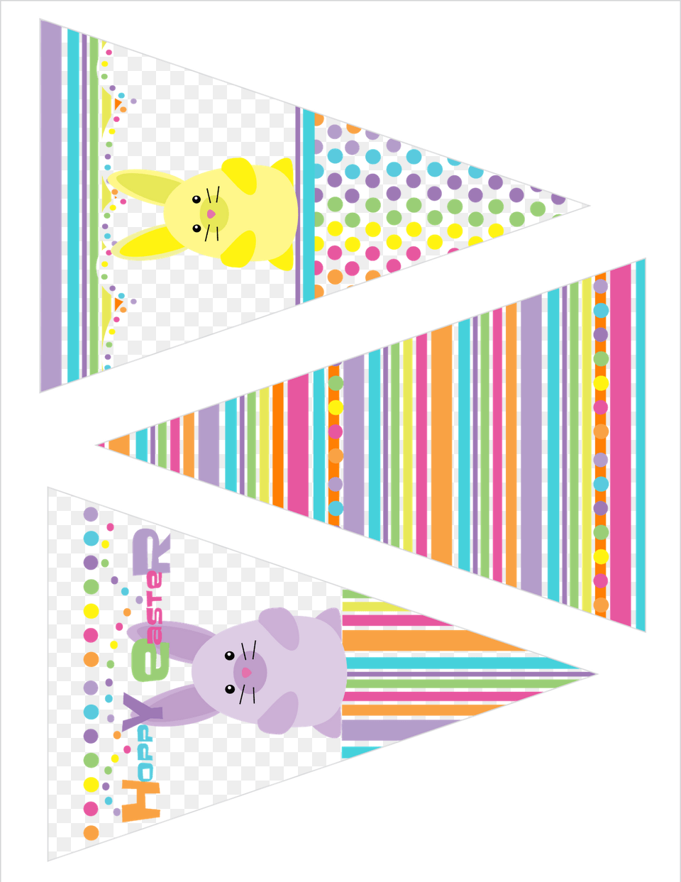 Bunny Stripe Banner Easter Bunting Template, Crib, Furniture, Infant Bed, Triangle Free Png Download