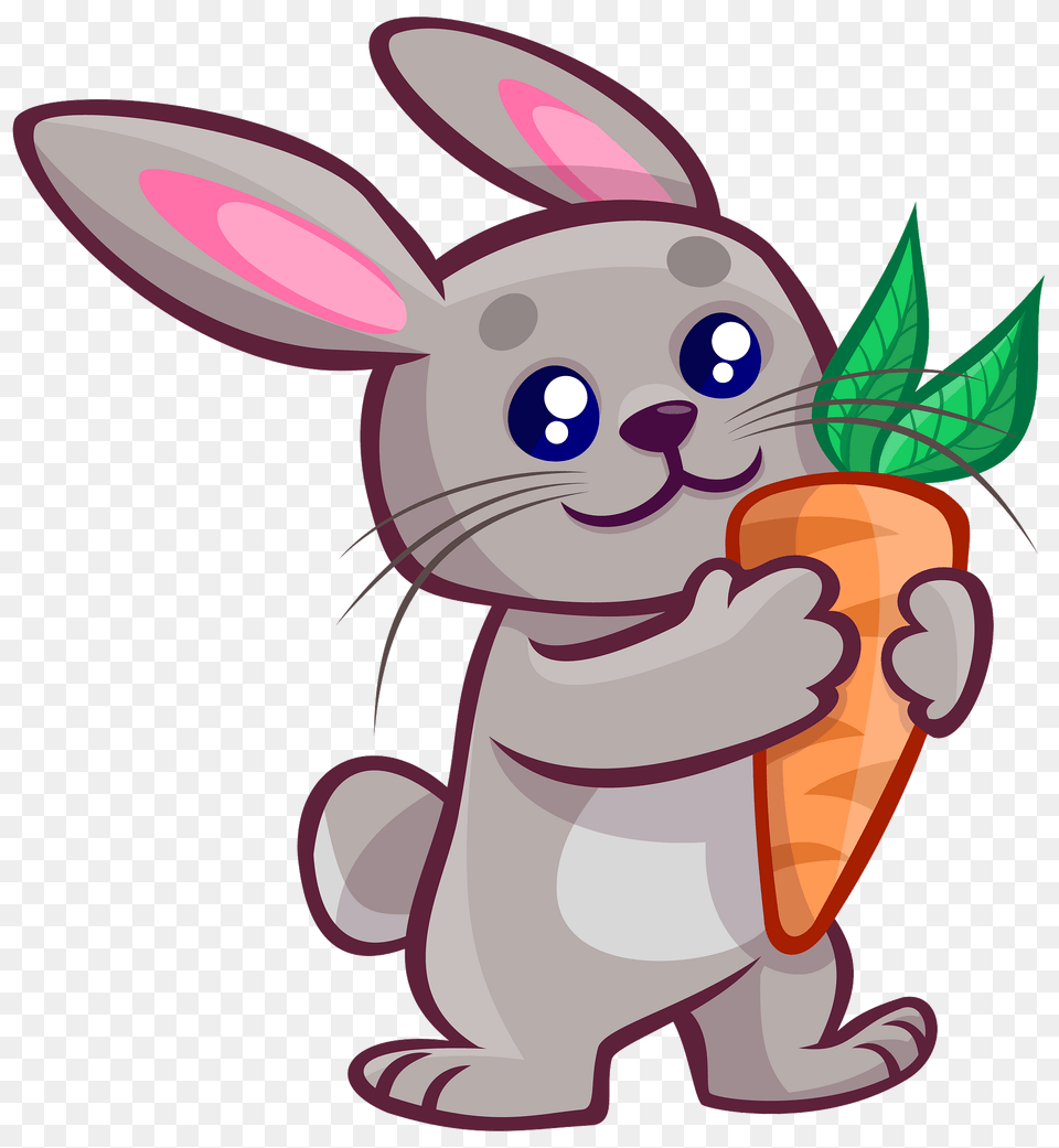 Bunny With A Carrot Clipart, Food, Plant, Produce, Vegetable Free Transparent Png