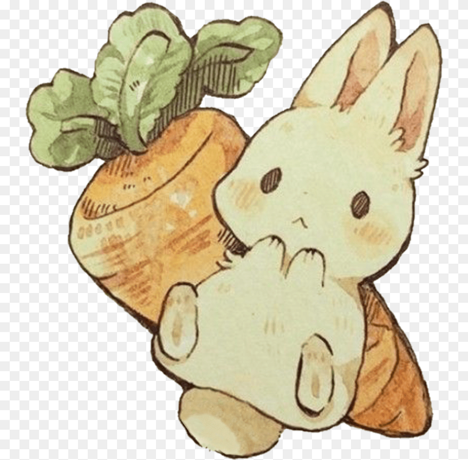 Bunny With Carrot Clipart Anime Rabbit, Animal, Clam, Food, Invertebrate Free Png Download