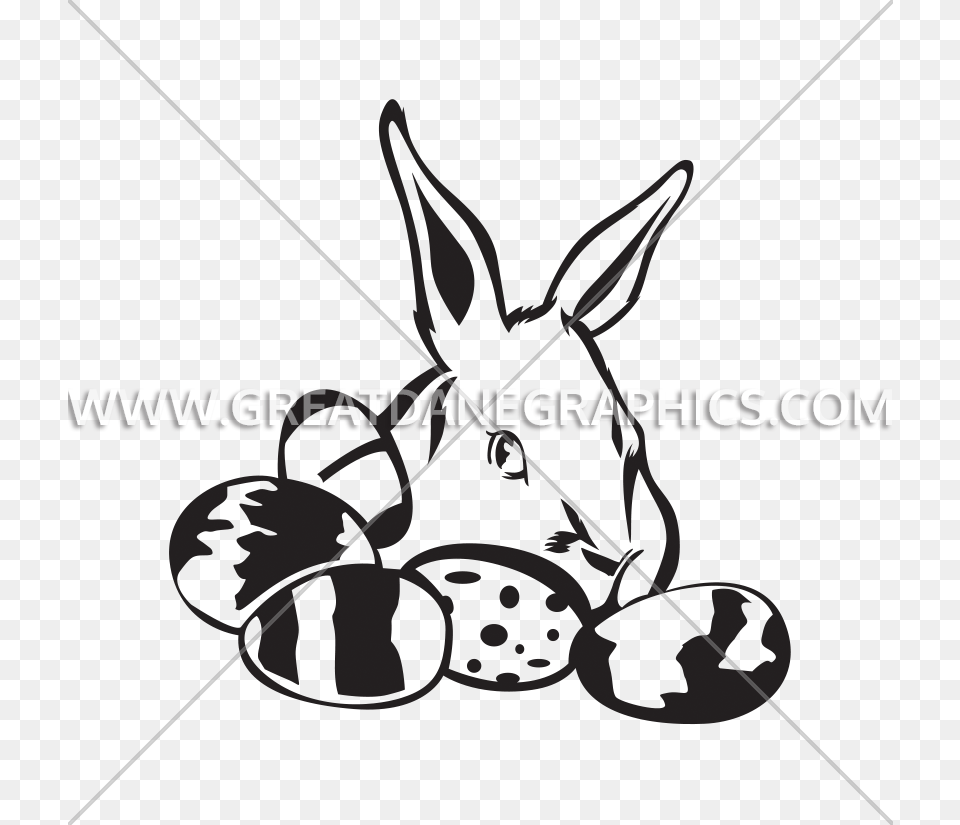 Bunny With Easter Eggs Production Ready Artwork For T Shirt Printing, Stencil, Smoke Pipe, Animal, Mammal Png Image